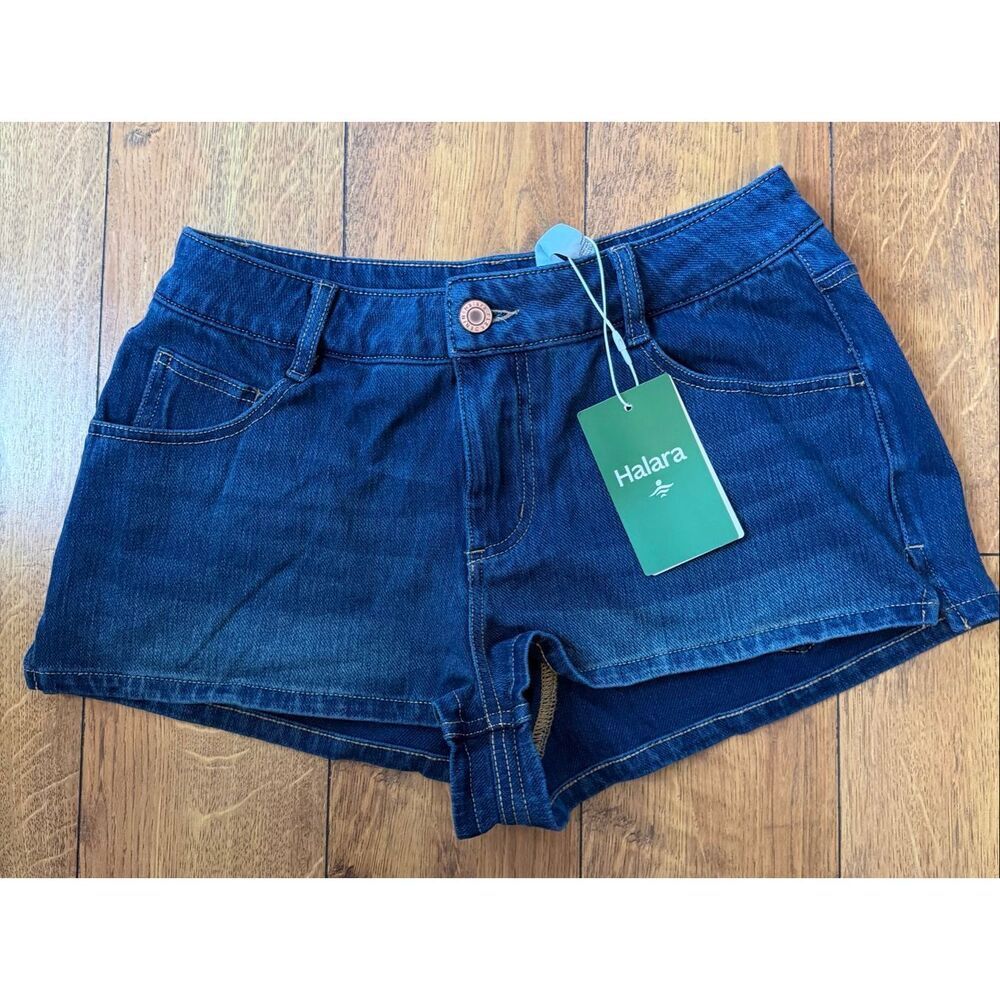 Halara NWT Denim Shorts Size XS Regular Blue Wash Stretch Mini Jean Shorts 5-Poc